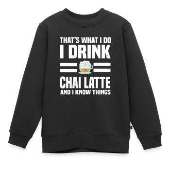 Dicton Chai Latte - Sweat Premium enfant bio - noir - Devant - AI Model Kid Female (0cm)