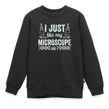 J’aime vraiment mon microscope Microscope - Sweat Premium enfant bio - noir - Devant - AI Model Kid Female (0cm)