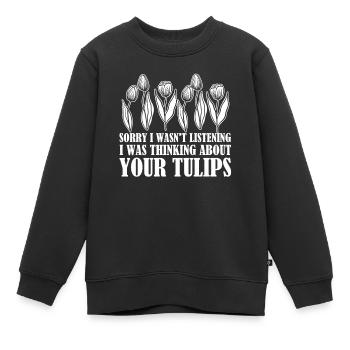 Tulipes Tulipes - Sweat Premium enfant bio - noir - Devant - AI Model Kid Female (0cm)