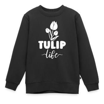 Tulipes Tulipes - Sweat Premium enfant bio - noir - Devant - AI Model Kid Female (0cm)