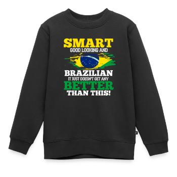 Brasilien - Kinder Premium Organic Sweatshirt - Schwarz - Vorne - AI Model Kid Female (0cm)