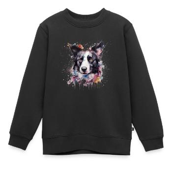 Border Collie - Sweat Premium enfant bio - noir - Devant - AI Model Kid Female (0cm)