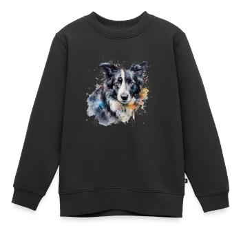 Border Collie - Sweat Premium enfant bio - noir - Devant - AI Model Kid Female (0cm)