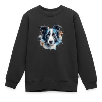 Border Collie - Sweat Premium enfant bio - noir - Devant - AI Model Kid Female (0cm)