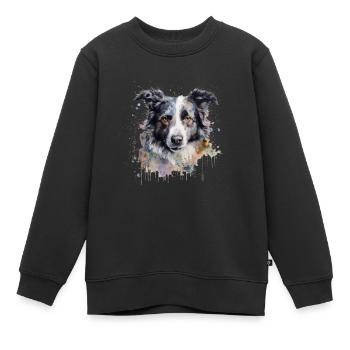 Border Collie - Sweat Premium enfant bio - noir - Devant - AI Model Kid Female (0cm)