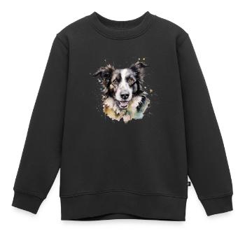 Border Collie - Sweat Premium enfant bio - noir - Devant - AI Model Kid Female (0cm)