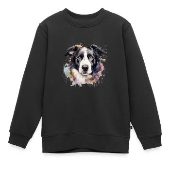 Border Collie - Sweat Premium enfant bio - noir - Devant - AI Model Kid Female (0cm)