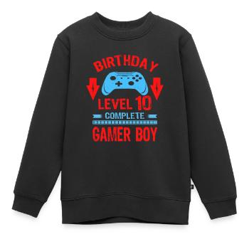 Ten 10yr BDay Son Boy Funny Gamer 10th 10 Birthday - Kids Premium Organic Sweatshirt - black - Front - AI Model Kid Female (0cm)