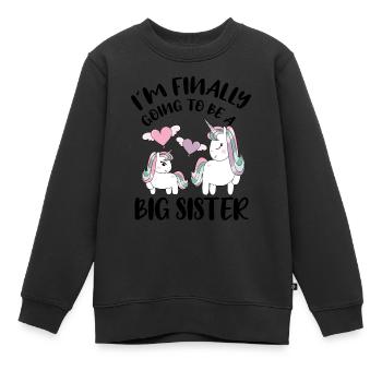 Licorne Je vais enfin être un cadeau de grande sœur - Sweat Premium enfant bio - noir - Devant - AI Model Kid Female (0cm)