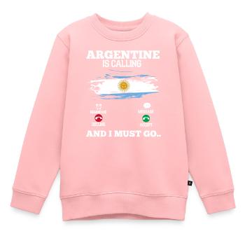 Argentine - Sweat Premium enfant bio - rose - Devant - AI Model Kid Female (0cm)
