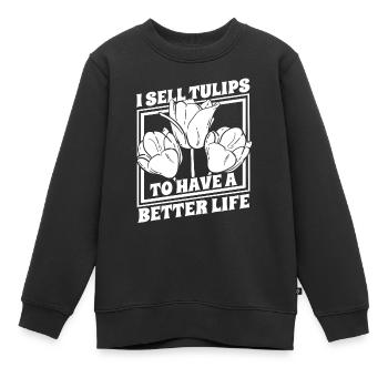 Tulipes Tulipes - Sweat Premium enfant bio - noir - Devant - AI Model Kid Female (0cm)