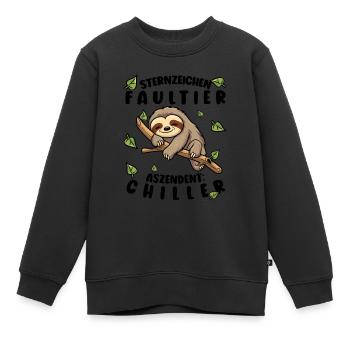 Faultier Lustiger Spruch: Sternzeichen Faultier - Kinder Premium Organic Sweatshirt - Schwarz - Vorne - AI Model Kid Female (0cm)