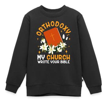 Orthodoxe - Sweat Premium enfant bio - noir - Devant - AI Model Kid Female (0cm)