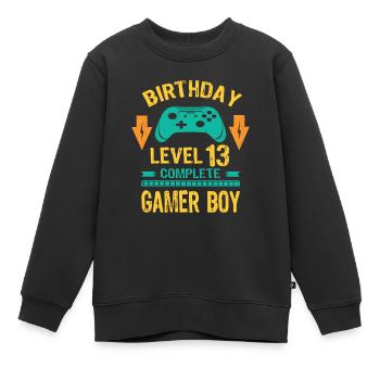 Thirteen 13yr BDay Son Boy Funny Gamer 13th 13 - Kinder Premium Organic Sweatshirt - Schwarz - Vorne - AI Model Kid Female (0cm)