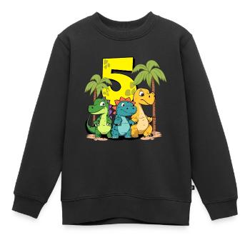 Cute Dinosaurs I'm 5 - action dino birthday - Kinder Premium Organic Sweatshirt - Schwarz - Vorne - AI Model Kid Female (0cm)