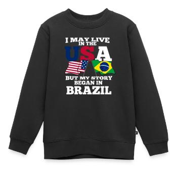 Brasilien - Kinder Premium Organic Sweatshirt - Schwarz - Vorne - AI Model Kid Female (0cm)