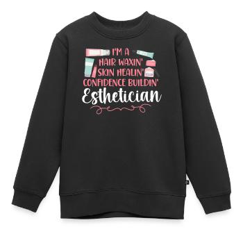 Soins de la peau d’esthéticienne agréée mignonne - Sweat Premium enfant bio - noir - Devant - AI Model Kid Female (0cm)