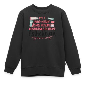Soins de la peau d’esthéticienne agréée mignonne - Sweat Premium enfant bio - noir - Devant - AI Model Kid Female (0cm)