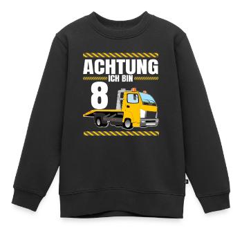 Achtung Ich Bin 8 Jahre Geburtstag Abschleppwagen - Kinder Premium Organic Sweatshirt - Schwarz - Vorne - AI Model Kid Female (0cm)