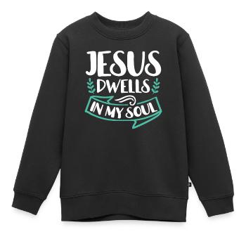 Jésus habite dans mon âme verset biblique Foi - Sweat Premium enfant bio - noir - Devant - AI Model Kid Female (0cm)
