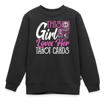 Cette fille aime ses cartes de tarot Cartes de Tarot - Sweat Premium enfant bio - noir - Devant - AI Model Kid Female (0cm)