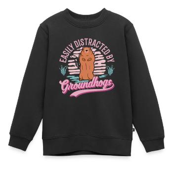 Marmotte Marmotte Marmotte Woodchuck - Sweat Premium enfant bio - noir - Devant - AI Model Kid Female (0cm)