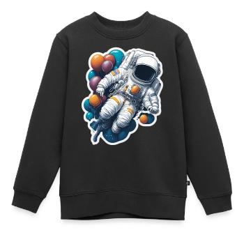 Cooler Astronaut im Weltall - Kinder Premium Organic Sweatshirt - Schwarz - Vorne - AI Model Kid Female (0cm)