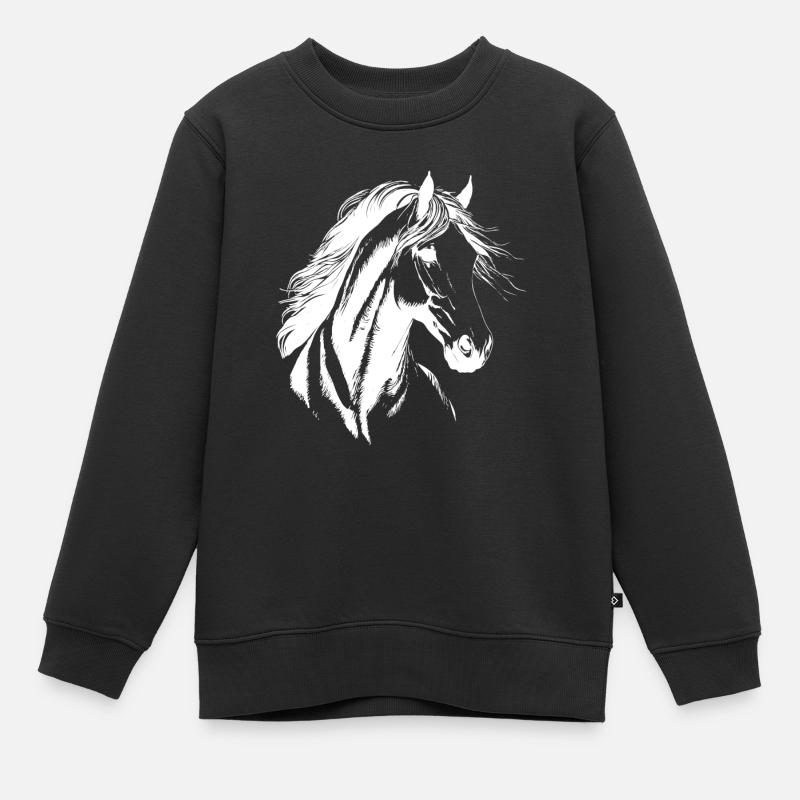 Cavalier Silhouette Cheval - Sweat Premium enfant bio - noir