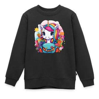 Licorne Schoolchild School Enrollment Girl Gift - Sweat Premium enfant bio - noir - Devant - AI Model Kid Female (0cm)