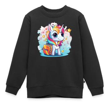 Licorne Schoolchild School Enrollment Girl Gift - Sweat Premium enfant bio - noir - Devant - AI Model Kid Female (0cm)