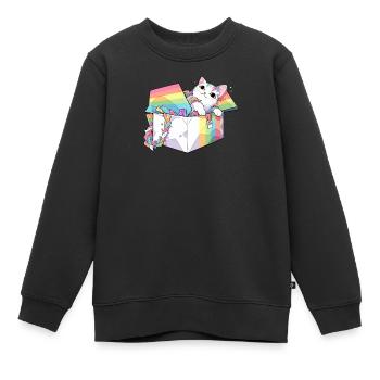 Cool Pet Lover Rainbow Cat LGBT Transgender Humour - Sweat Premium enfant bio - noir - Devant - AI Model Kid Female (0cm)