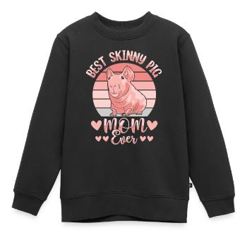 cochon d’Inde sans poils, cochon maigre, - Sweat Premium enfant bio - noir - Devant - AI Model Kid Female (0cm)