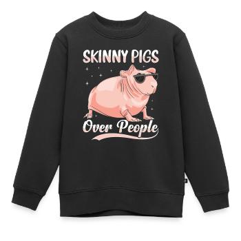 Cochon d’Inde sans poils Cochon maigre - Sweat Premium enfant bio - noir - Devant - AI Model Kid Female (0cm)
