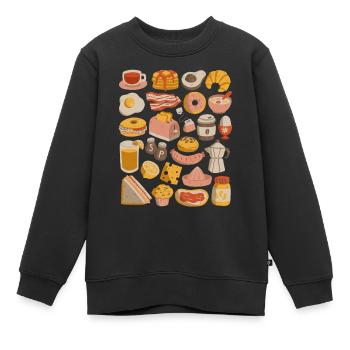 Petit déjeuner & brunch - Sweat Premium enfant bio - noir - Devant - AI Model Kid Female (0cm)