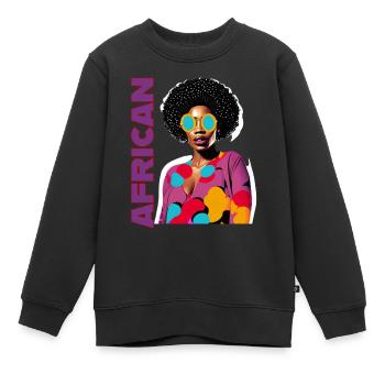 Black Woman mit Schriftzug African - Kinder Premium Organic Sweatshirt - Schwarz - Vorne - AI Model Kid Female (0cm)