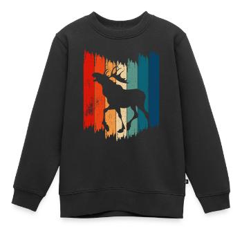 Retro Moose Vintage Moose - Kinder Premium Organic Sweatshirt - Schwarz - Vorne - AI Model Kid Female (0cm)