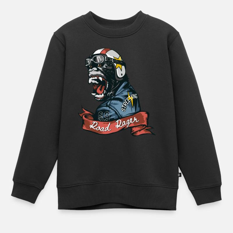 Road-Rager-Slogan mit Gorilla - Kinder Premium Organic Sweatshirt - Schwarz