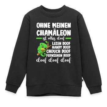Ohne meinen Chamäleon ist alles doof - Kinder Premium Organic Sweatshirt - Schwarz - Vorne - AI Model Kid Female (0cm)