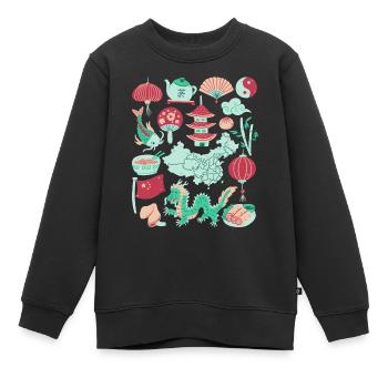Chine - Sweat Premium enfant bio - noir - Devant - AI Model Kid Female (0cm)