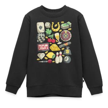 Casino - Sweat Premium enfant bio - noir - Devant - AI Model Kid Female (0cm)