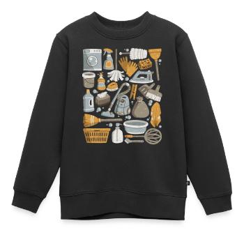 Nettoyage de la maison - nettoyage, nettoyage, nettoyage - Sweat Premium enfant bio - noir - Devant - AI Model Kid Female (0cm)