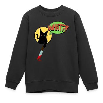 Schwarze Katze Was - Kinder Premium Organic Sweatshirt - Schwarz - Vorne - AI Model Kid Female (0cm)