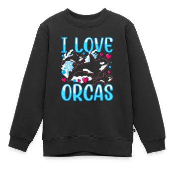 J’aime les orques mer protéger les orques baleines - Sweat Premium enfant bio - noir - Devant - AI Model Kid Female (0cm)