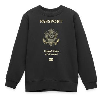 Couverture de passeport américain,Touriste américain, Américain - Sweat Premium enfant bio - noir - Devant - AI Model Kid Female (0cm)