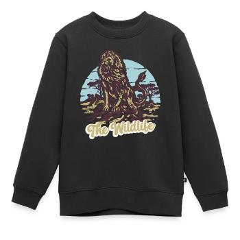 Die Tierwelt des Löwentieres - Kinder Premium Organic Sweatshirt - Schwarz - Vorne - AI Model Kid Female (0cm)