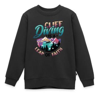 Le saut de falaise est un acte de foi - Sweat Premium enfant bio - noir - Devant - AI Model Kid Female (0cm)
