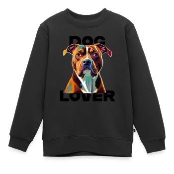 Amant des chiens American Stafford - Sweat Premium enfant bio - noir - Devant - AI Model Kid Female (0cm)