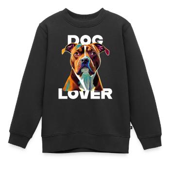 Amant des chiens American Stafford - Sweat Premium enfant bio - noir - Devant - AI Model Kid Female (0cm)