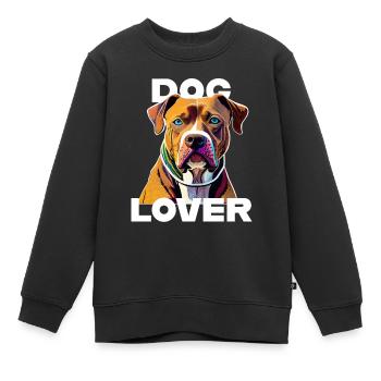Amant des chiens American Stafford - Sweat Premium enfant bio - noir - Devant - AI Model Kid Female (0cm)