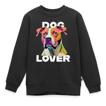 Amant des chiens American Stafford - Sweat Premium enfant bio - noir - Devant - AI Model Kid Female (0cm)